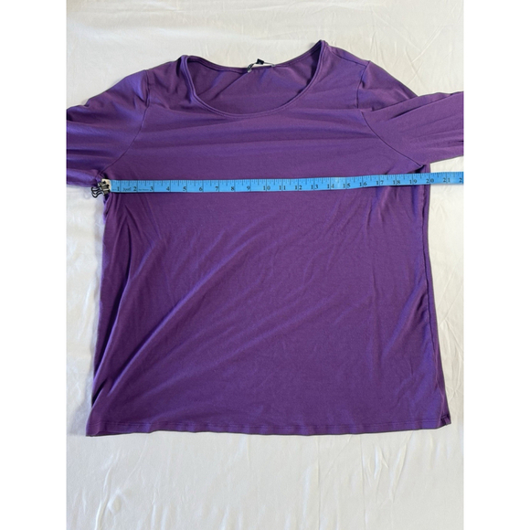 Eileen Fisher Women’s Long Sleeve Top L Purple Stretch Jersey Neck Luxe Basic - Picture 4 of 7